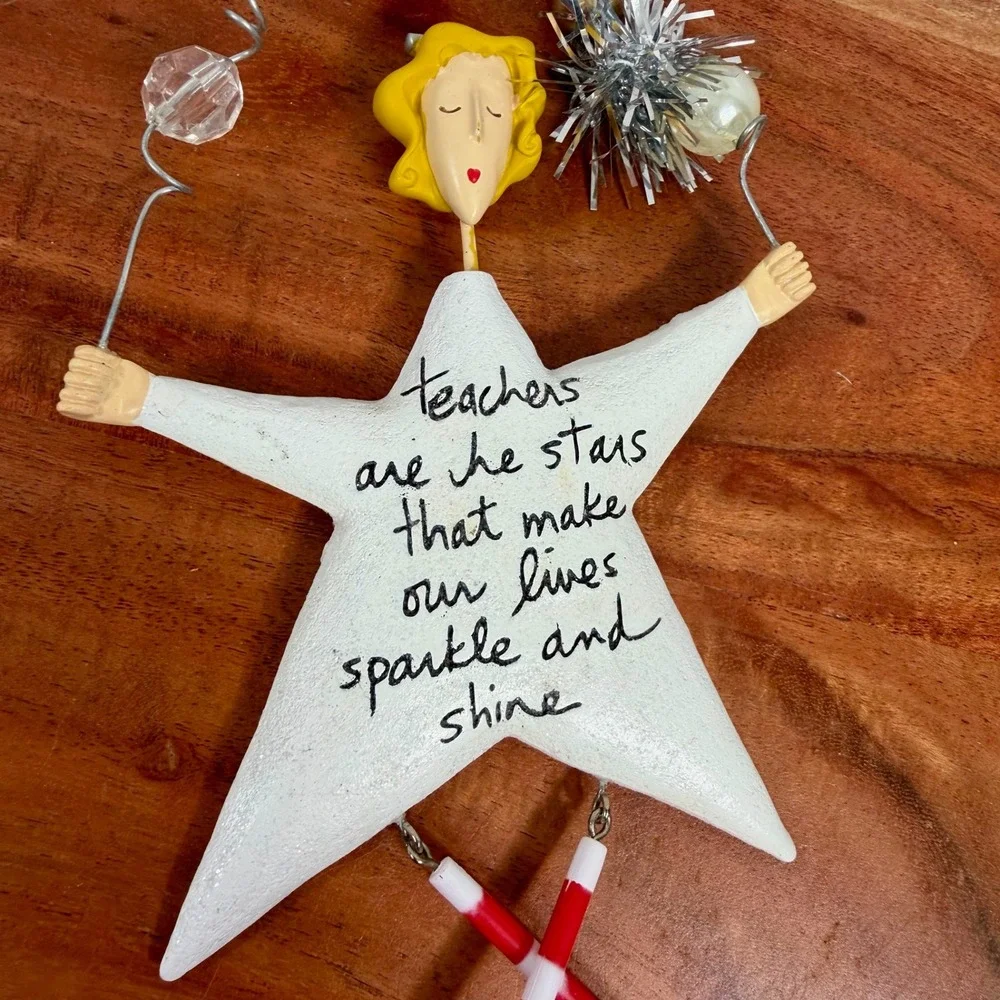 Teachers‎ are the Stars Inspirational Figurine Star Body Red Striped Legs